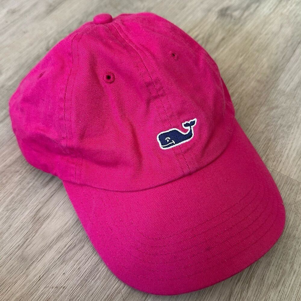 Vineyard Vines Magenta Pink Hat Tiny Navy Embroidered Whale OSFM